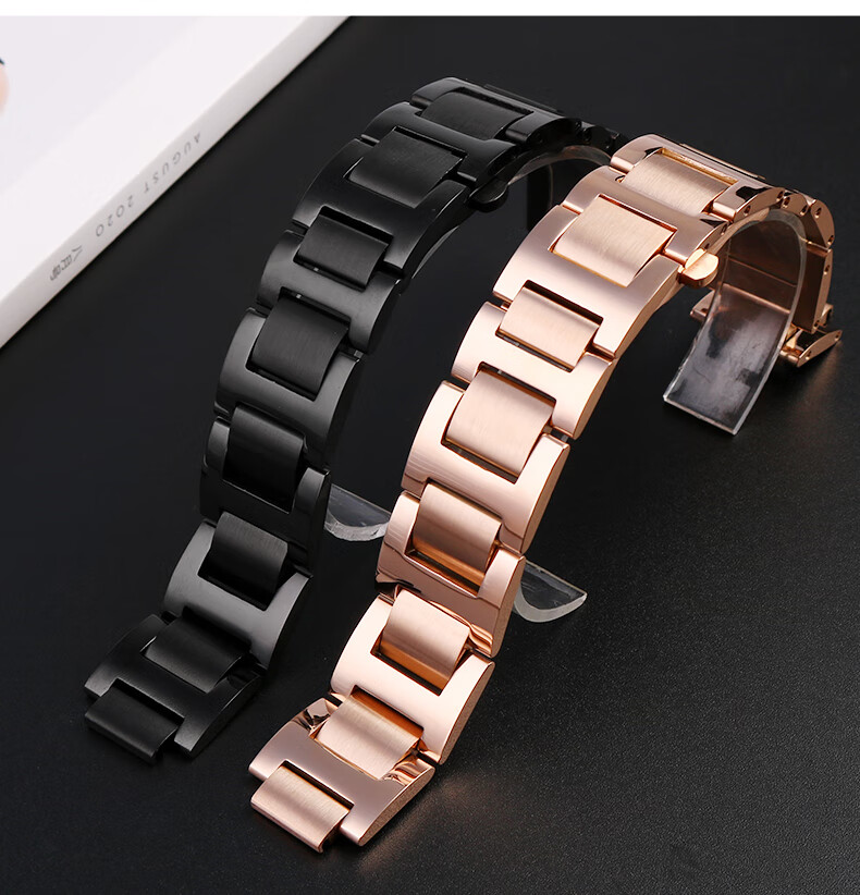 卡地亚手表带原厂精钢 匠心卡地亚蓝气球手表带黑骑士钢链凸口男女