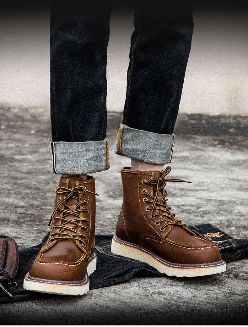 xiangmie向咩高端品牌马丁靴男冬季加绒保暖户外战靴雪地高帮皮鞋男士