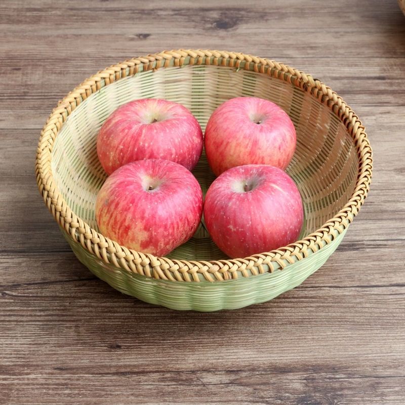 精编手工竹编筐水果篮竹篮子簸箕零食馒头筐收纳筐茶几桌面点心篮k 高