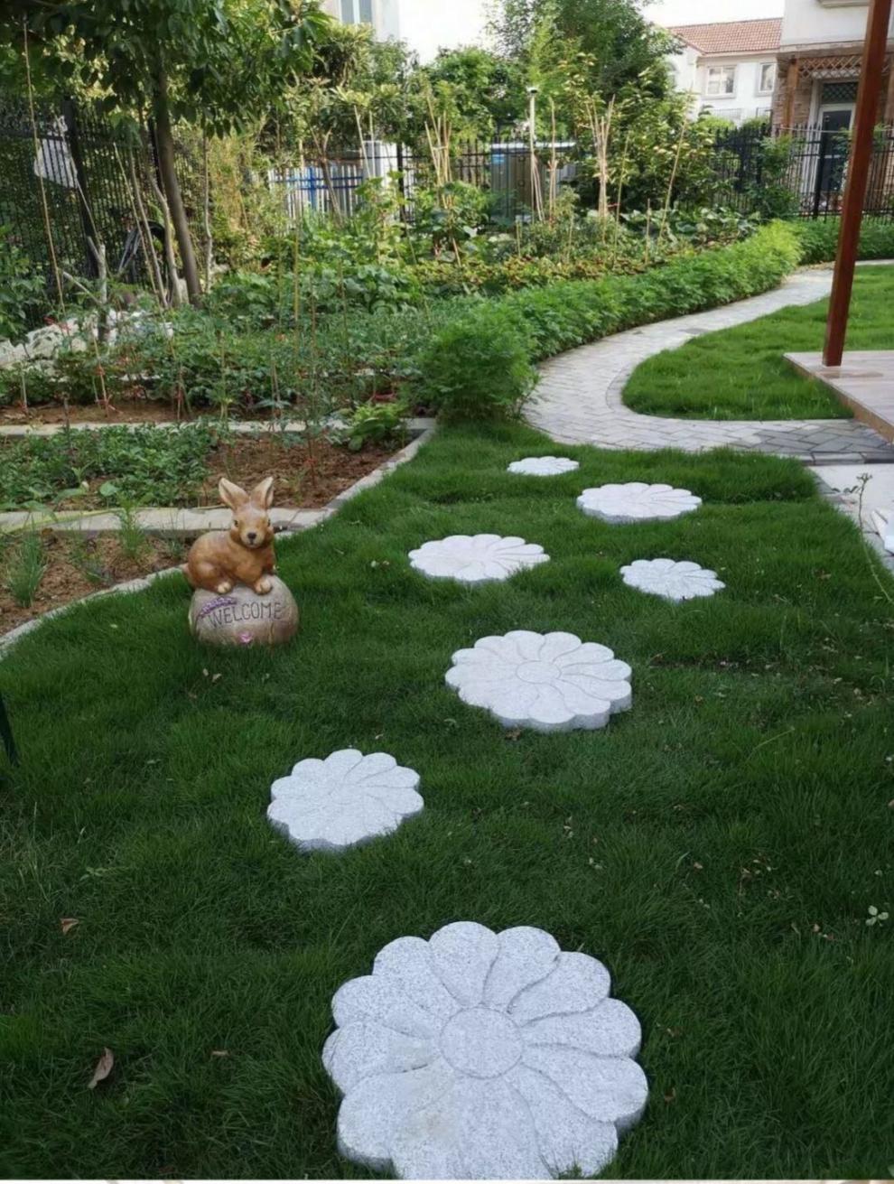 石雕踏步石公园滑盯步石花型庭院天然大理石草坪踏步石花园装饰运费