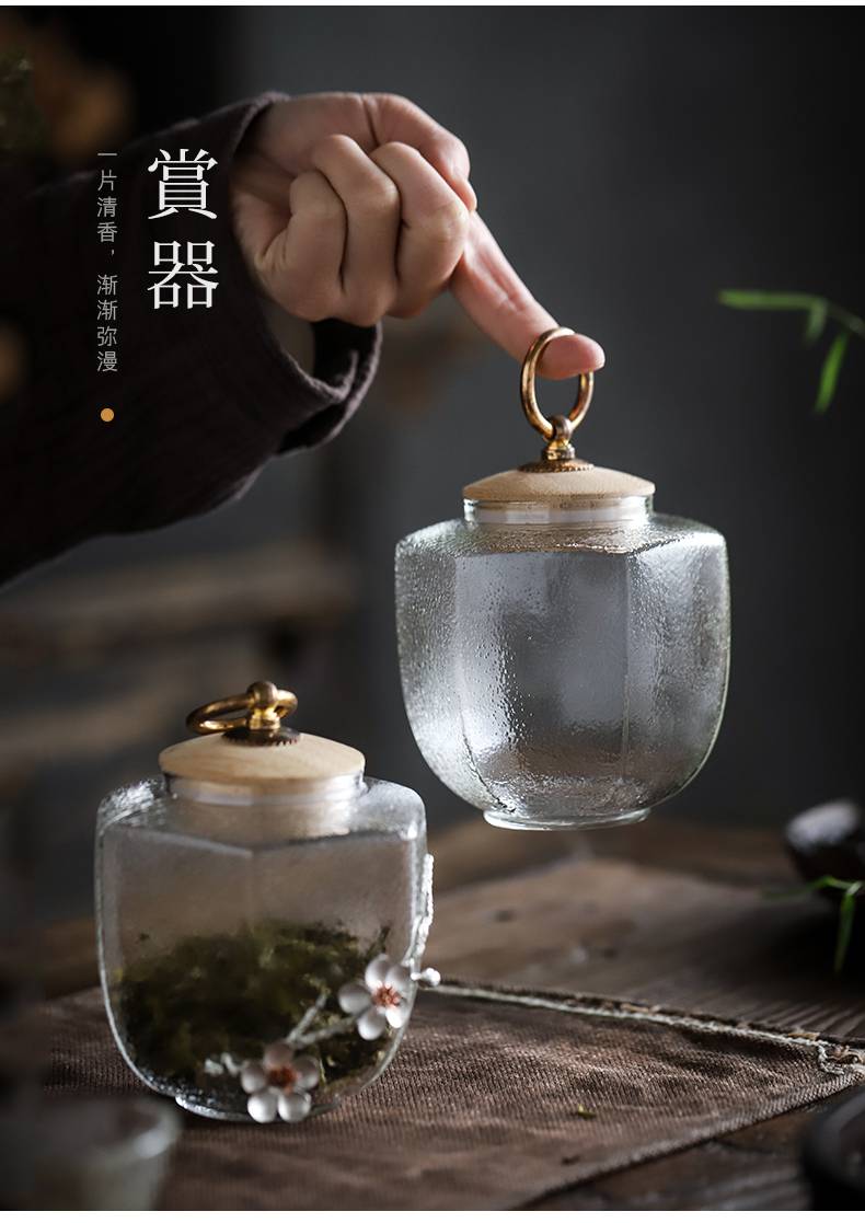 玻璃茶叶罐儿 茶叶罐玻璃透明瓶子锡花小号花茶密封便携式迷你散茶