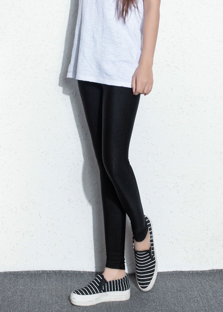 光泽裤冰丝光泽裤女夏季薄款加长打底裤女超长外穿高腰紧身弹力显瘦