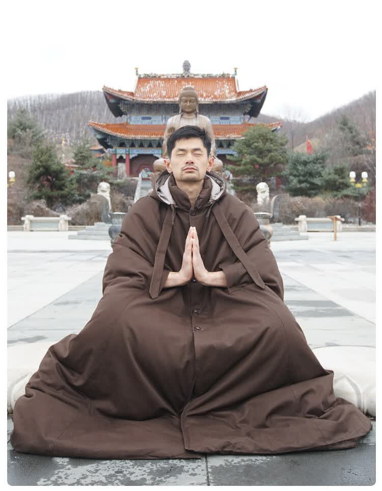 和尚的衣服打坐披风斗篷加绒加厚冬季棉花长款禅修观音僧服居士服男女