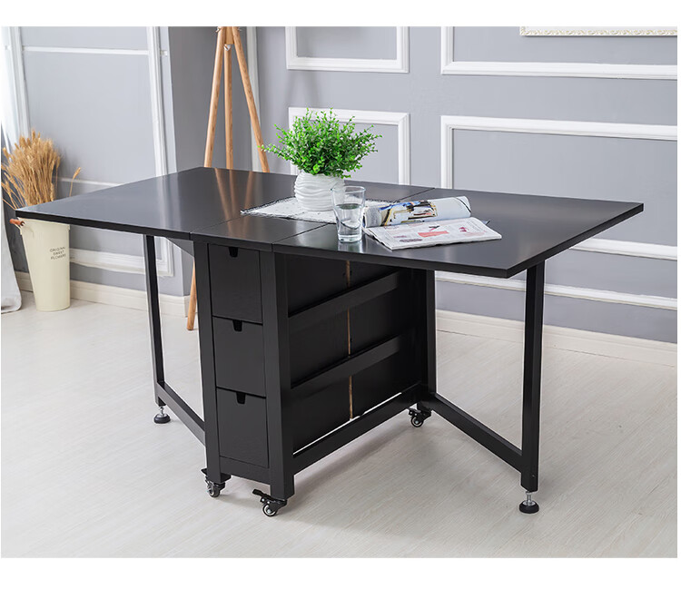 实木折叠餐桌小户型折叠桌家用吃饭桌子现代简约伸缩折叠餐桌多功能可