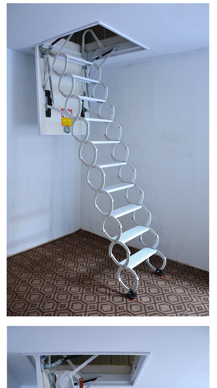 开先阁楼伸缩楼梯家用折叠梯子全自动升降爬梯钛镁合金电动收缩室内外