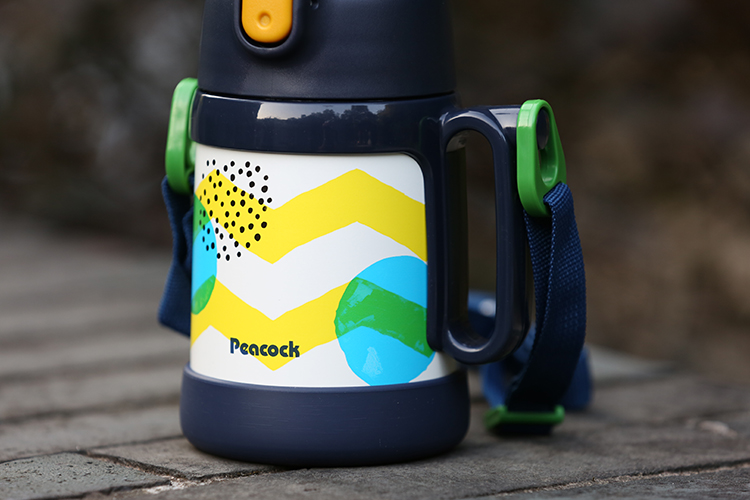 孔雀保温杯peacock日本孔雀儿童保温杯带吸管宝宝水杯夏季外出幼儿园