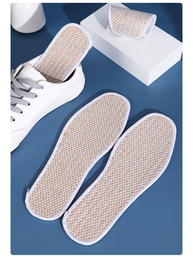 现货速发香薰亚麻吸汗鞋垫男女加厚透气舒适软底运动军训除臭留香皮鞋