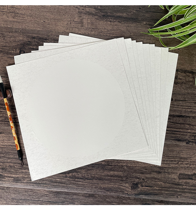 批发生宣卡纸国画专用扇形扇面圆形宣纸方形半生半熟儿童书法画画作品