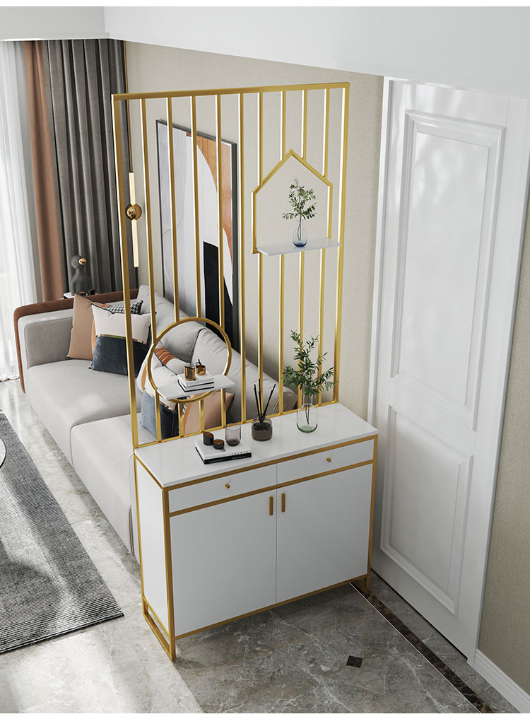 轻奢客厅玄关柜鞋柜进门入门鞋柜一体小户型铁艺屏风隔断柜置物架装饰