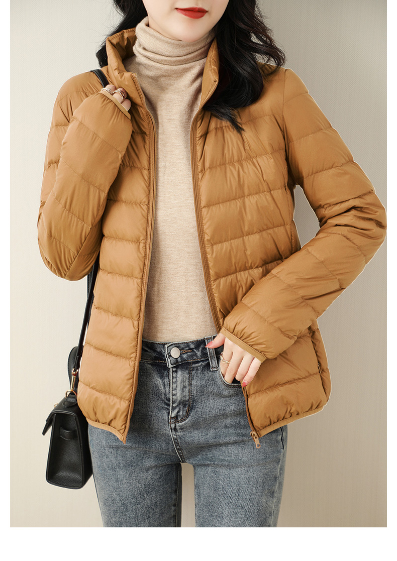 vkgz轻奢女装品牌轻薄羽绒服女短款长袖立领羽绒上衣2021年新款秋冬季