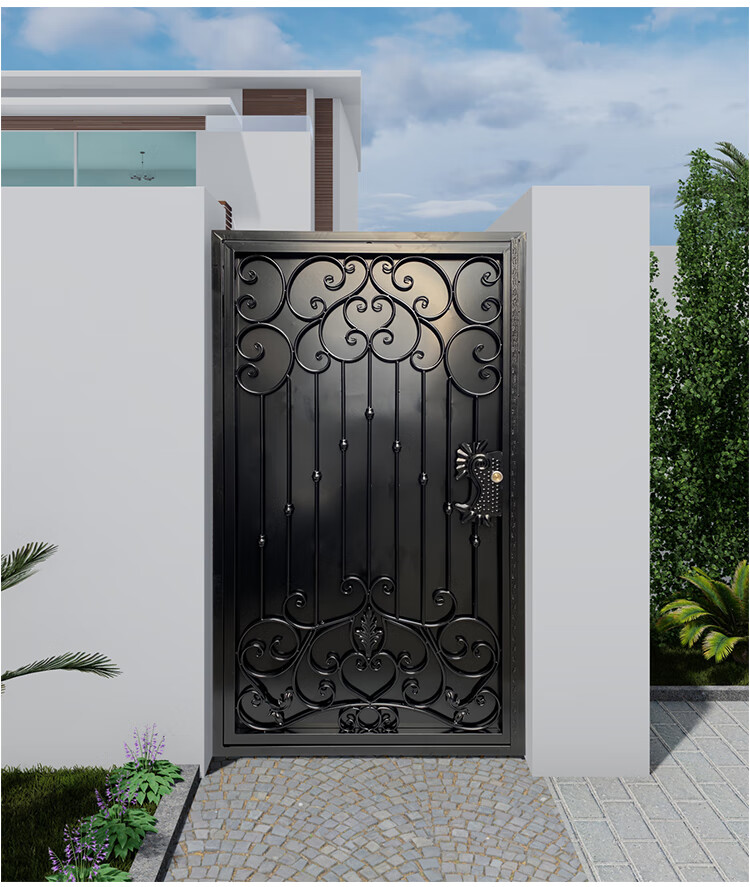 铁艺庭院别墅门入户门乡村铁门单双开小区封板大门花园栅栏门 常规款