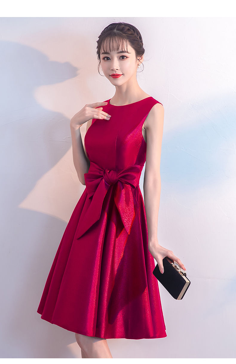 虞归晚敬酒服新娘夏季订婚衣服短款回门便装小礼服平时可穿酒红色小