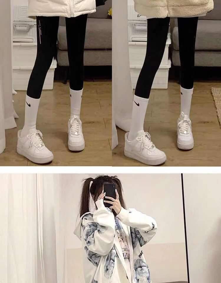 白袜子勾勾袜子男女韩版中筒ins潮网红运动袜秋冬百搭短筒aj长筒篮球