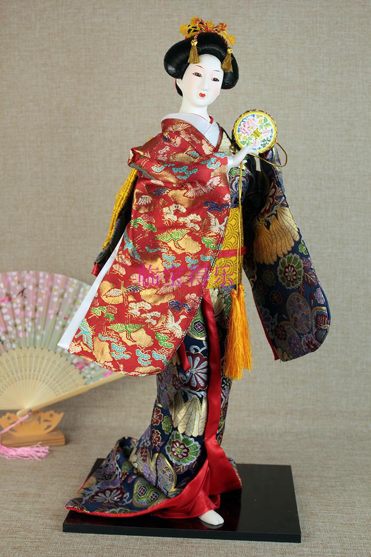 临宝得乐22寸日本人偶艺人形绢人和服娃娃日式工艺品摆件料理店装饰