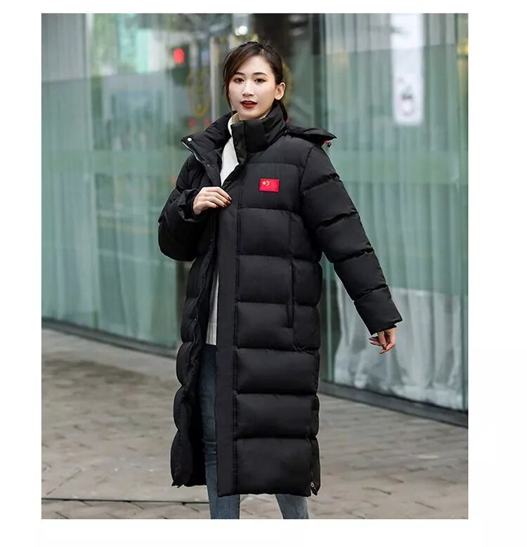 运动大衣中国国家队冬训加绒过膝运动员棉大衣男长款冬季体院训练棉服