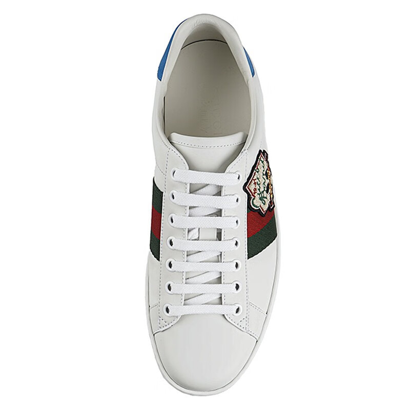 gucci 古驰/男士ace系列刺绣饰条纹皮质运动鞋小白鞋 白色 英码7.