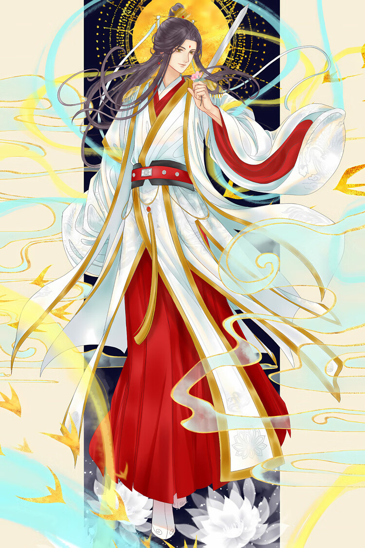 官方自营 天官赐福卷轴天官赐福海报定制壁纸挂画墙纸谢怜花城三郎花