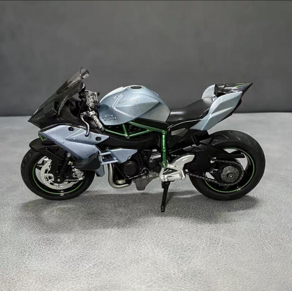 仿真合金h2摩托车车模摆件520男友生日情人礼物 湛蓝色川崎h2r礼盒版