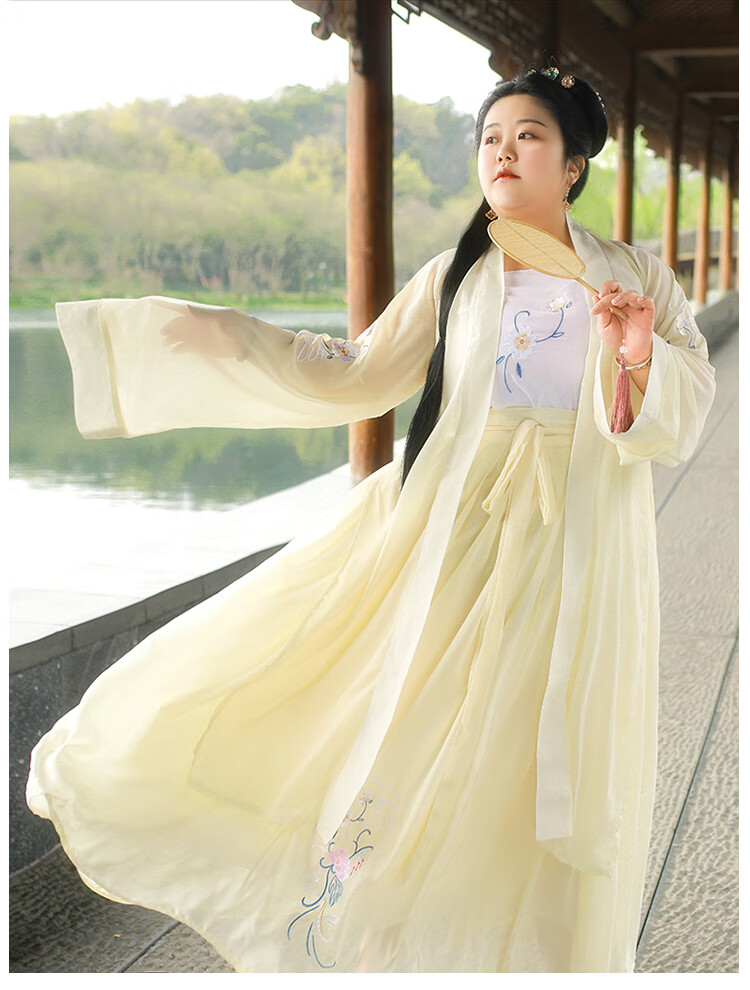 宋裤褙子xxxl大码汉服女胖mm200斤仙白菜宋制三件套 三件套(黄褙子