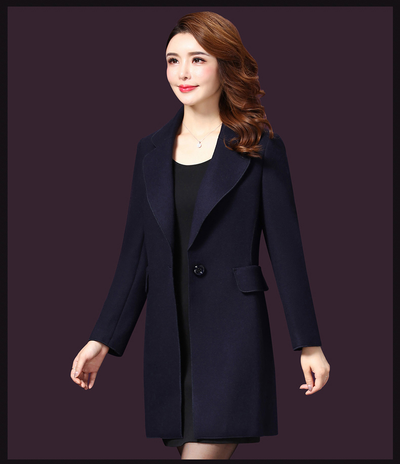 双面羊绒大衣中老年妇女2021冬季大号码女无呢中长款妈妈羊毛呢外套