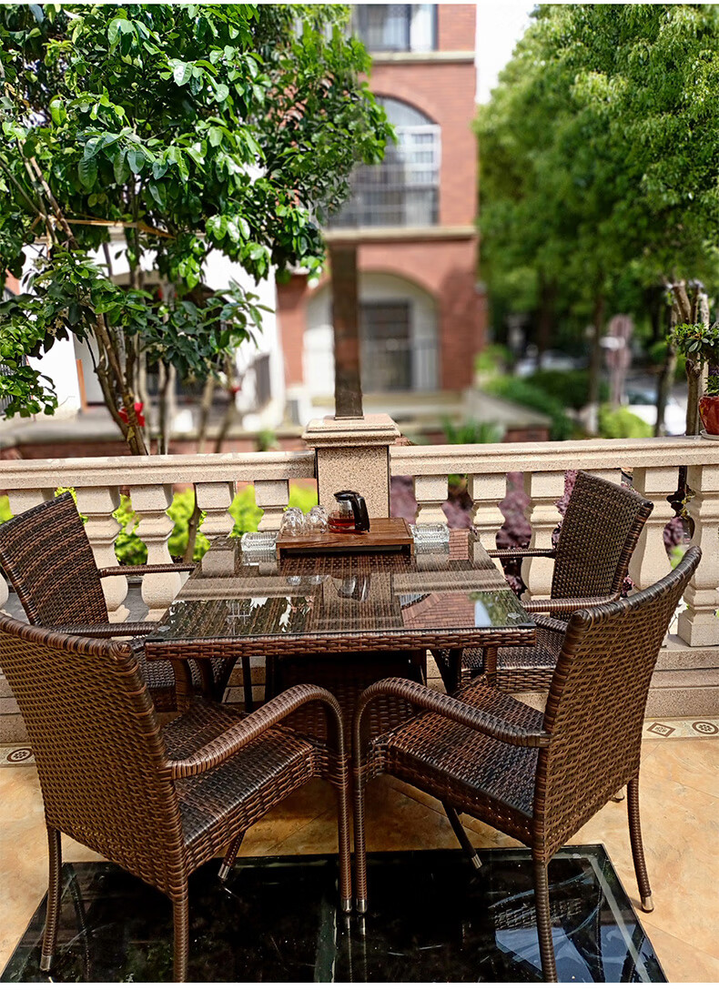 藤椅铁艺桌椅户外休闲桌椅现代简约奶茶店中式庭院阳台小桌椅组合圆背