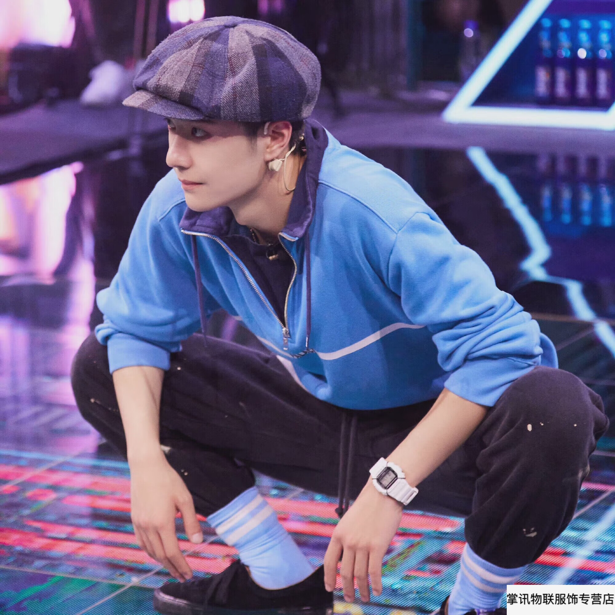 王一博同款衣服这就是街舞4蓝色卫衣外套拉链立领情侣上衣男女潮王