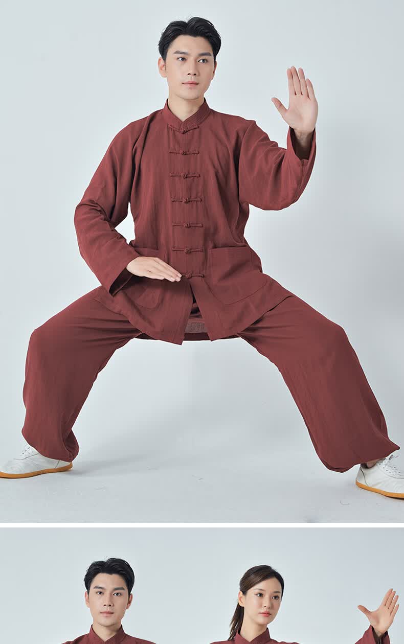 武极堂同款太极服亚麻2022春夏新款飘逸透气吸汗中老年晨练练功服太极