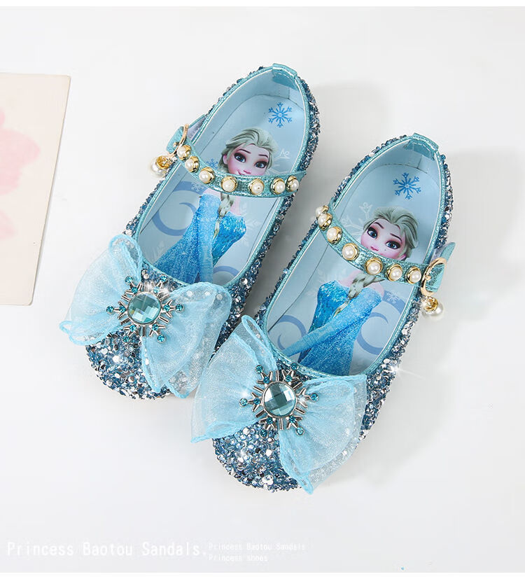 公主鞋春秋新款儿童爱莎水晶鞋宝宝皮鞋小女孩中大童艾莎单鞋33388