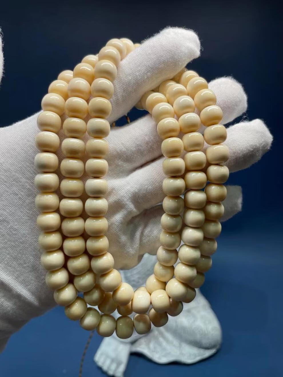 妙聚福a级猛犸象牙冰料爆满纹老型桶珠108颗念珠手串男女款98毛衣手链