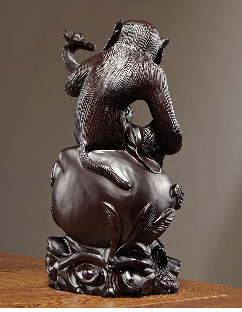 台兰仕木雕刻如意猴摆件动物十二生肖木质猴家居装饰红木工艺品送礼