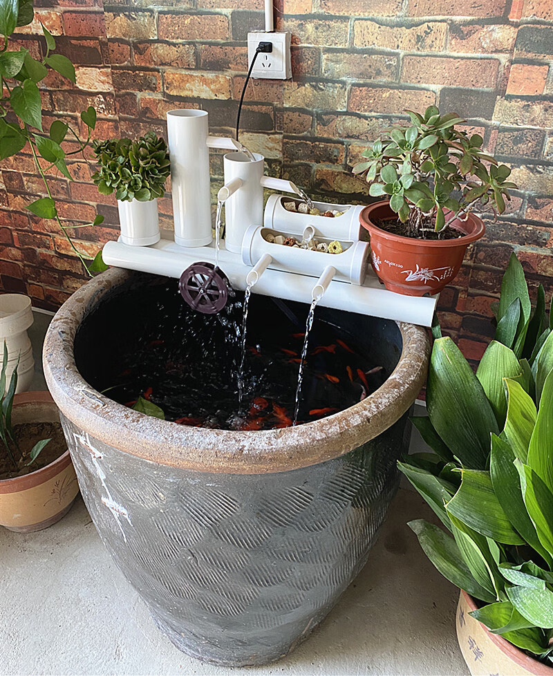 鱼缸过滤低滤盒三合一净水缸养鱼上滤过滤器瓷缸小型鱼池循环长40cm带