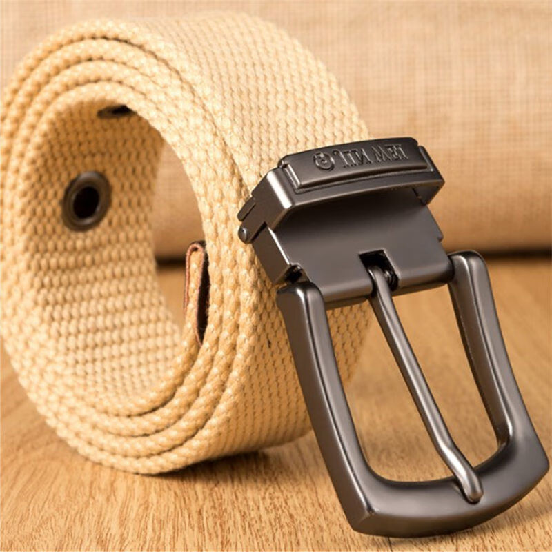 精品直发升级版男士针扣帆布腰带加长加厚编织布皮带百搭学生腰带哈璐