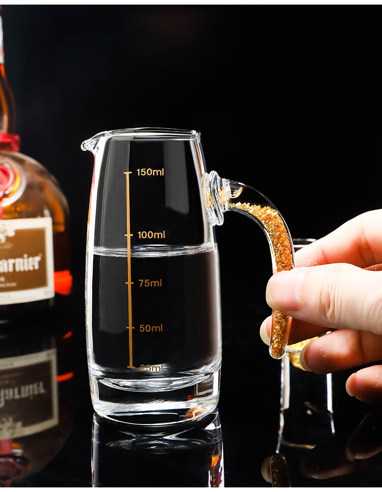 家用白酒分酒器金箔水晶玻璃高端金山小白酒杯套装100ml酒壶饭店150金
