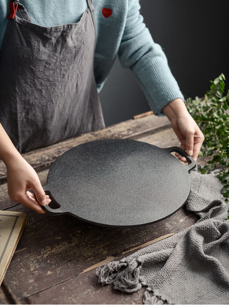 加厚铸铁山东杂粮煎饼鏊子煎饼锅家用无涂层平底锅煎饼果子工具28直径