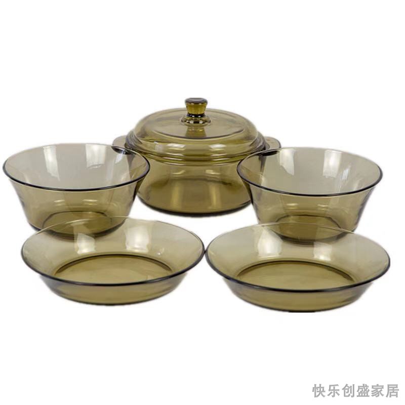 艾格莱雅 玻璃餐具钢化玻璃餐具套装艾格莱雅康馥系列五件套煲耐热