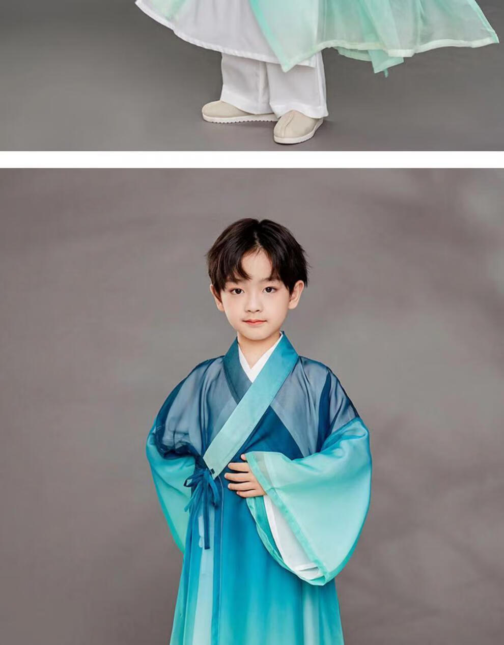 儿童古装汉服男童夏季中国风童装男孩表演服国学服装道袍长衫春中式