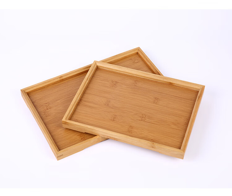 竹制实木茶盘家用简约风方形圆形竹木托盘茶具日式茶托水果盘 【花朵