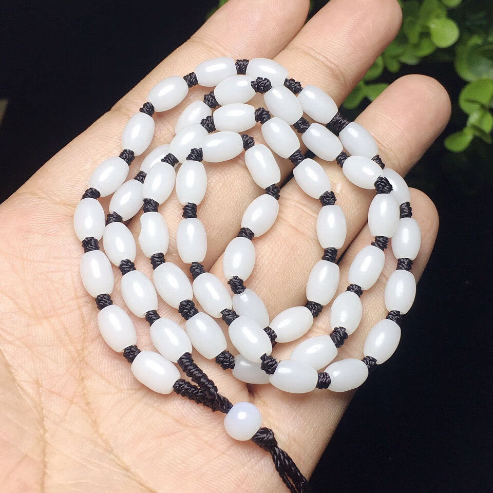 博皓定制和田白玉挂绳项链绳玉石链子手工编织珠链玉坠