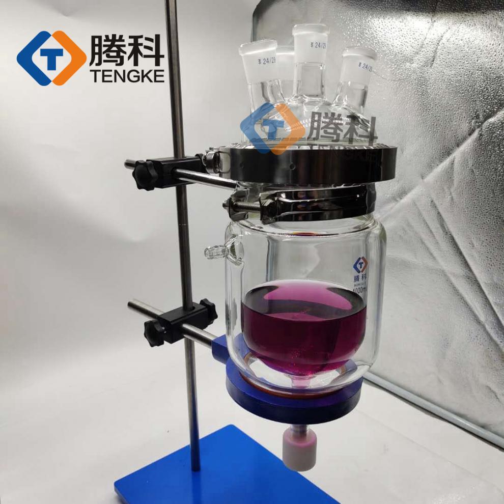 三四口烧瓶玻璃反应釜开口夹套反应器双层250ml500ml1l实验冷却釜乳