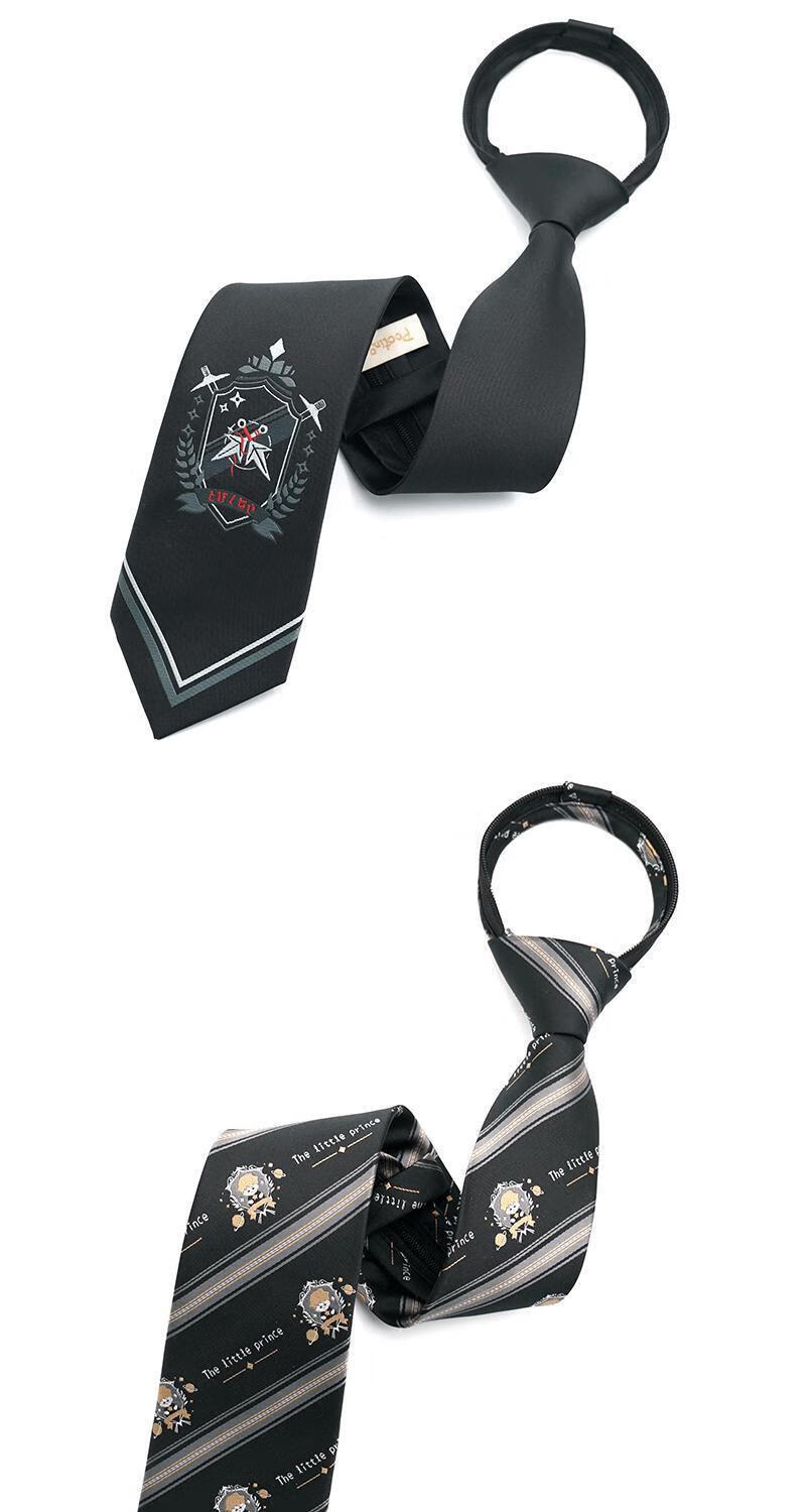 妸蕴律师领带原创制服拉链领带男女衬衫学院提花小物 山海记(免打拉链