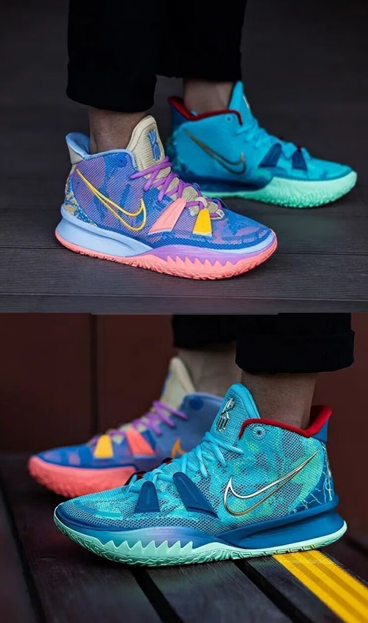 鸳鸯气垫篮球鞋电影艺术主题音乐蓝橙男女实战运动鞋6 欧文7外星人 42