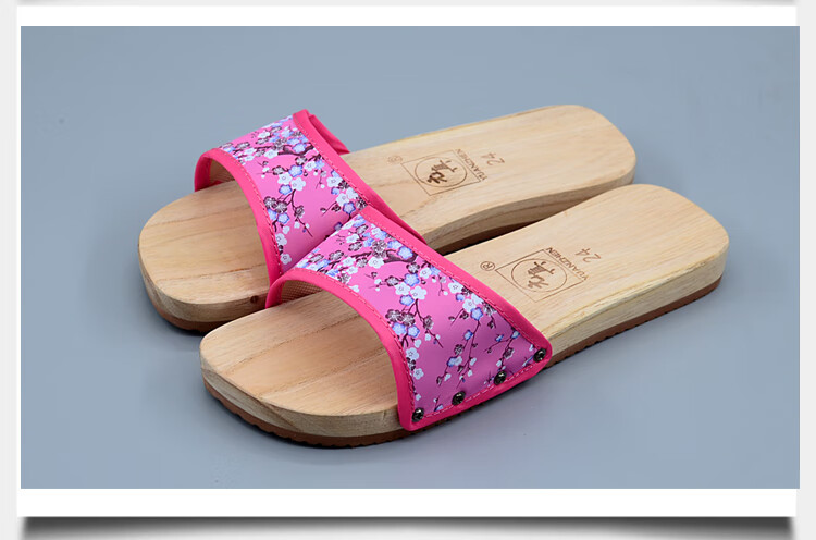 木鞋平底木拖鞋居家木屐女士木头鞋无油漆木鞋轻便一字木板鞋 卡其色