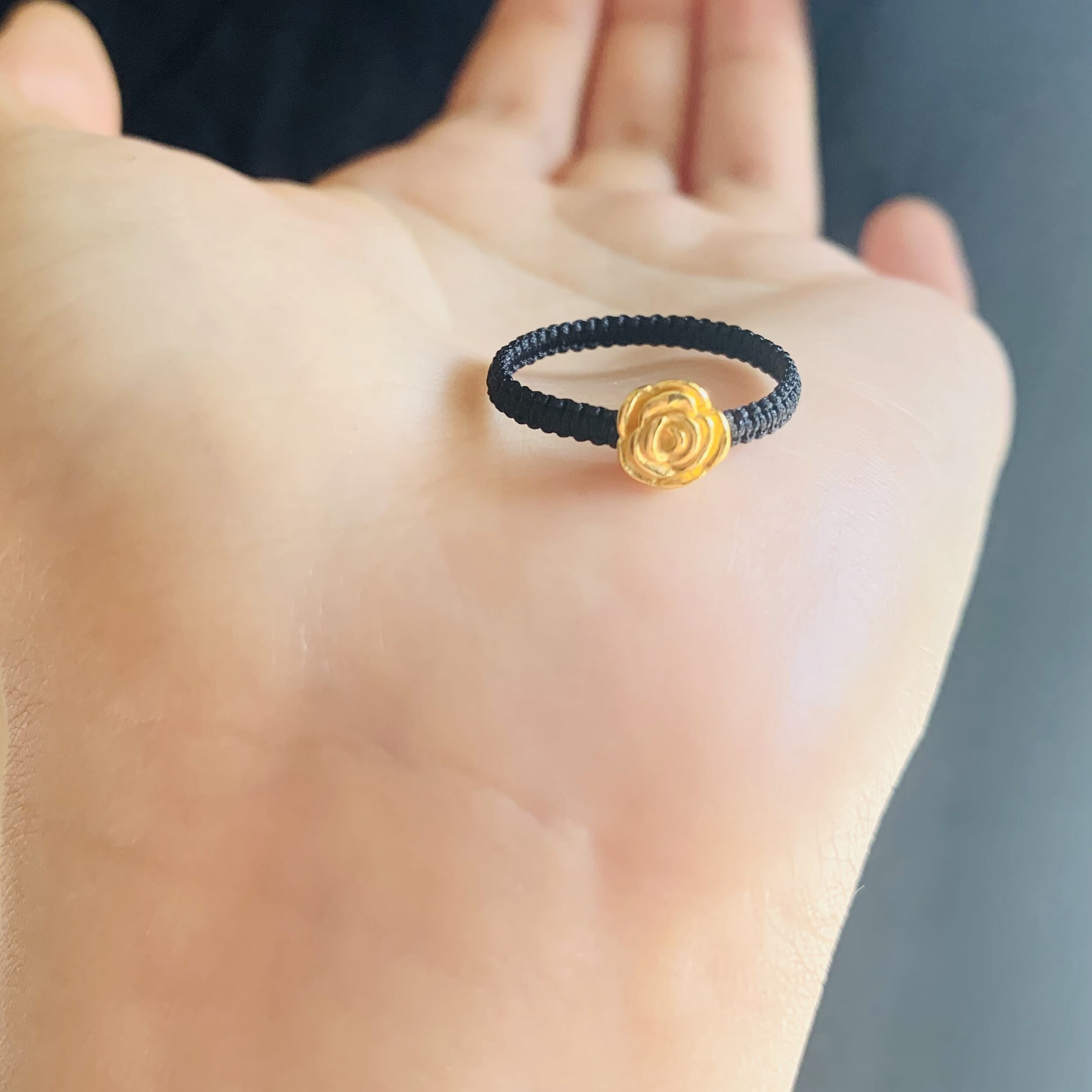 520礼物同款黄金玫瑰花抖音同款转运珠戒指女编绳手链硬999金本命年