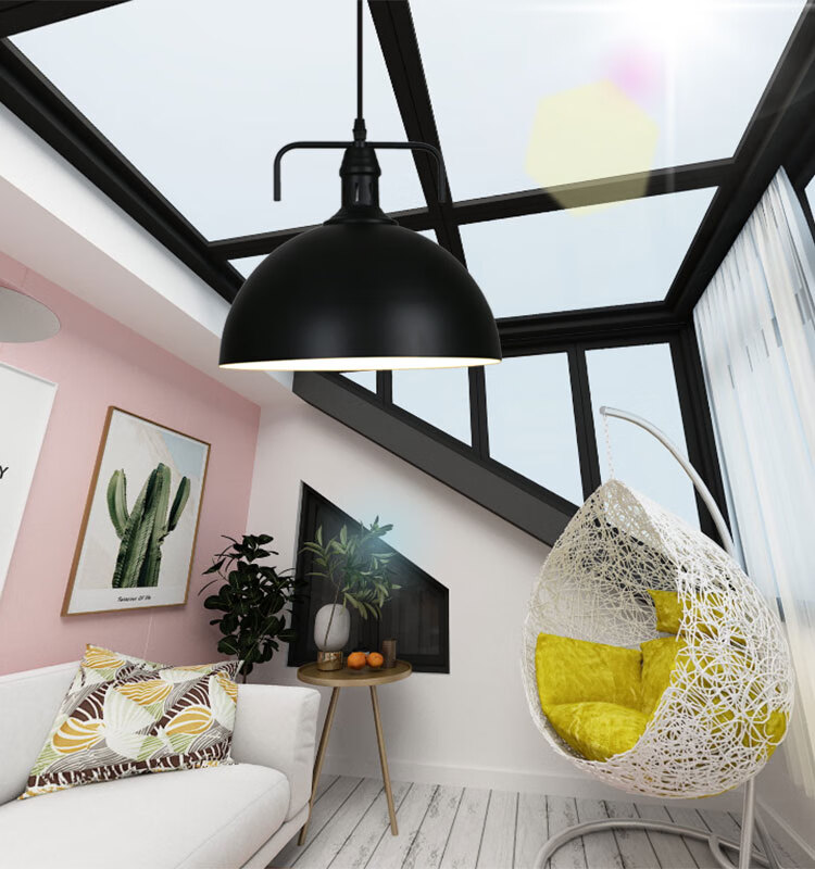 玻璃阳光房吊灯阳光棚室外防水户外阳台灯led美式复古工业风专用吊灯