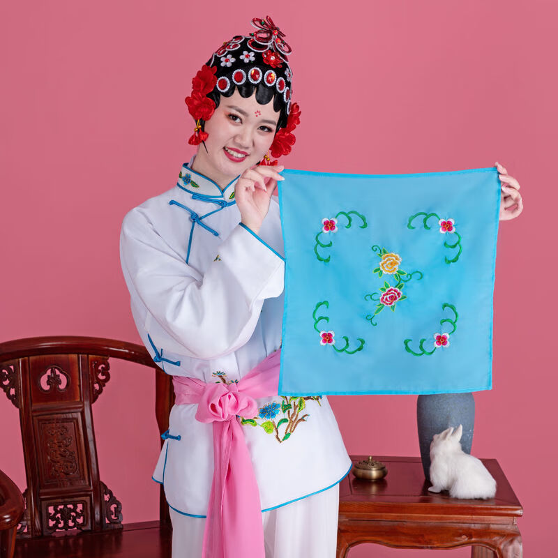 戏曲花旦头套戏曲戏剧手帕绣花花旦小姐手绢京剧豫剧越剧丫鬟手绢表演