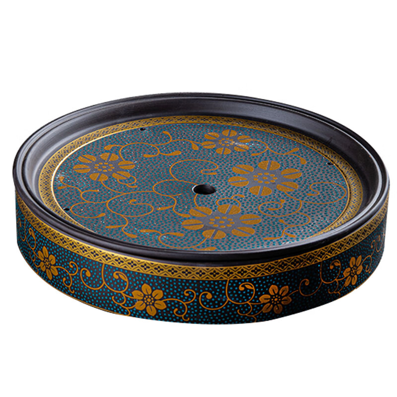 潮汕功夫茶具紫砂潮汕功夫茶盘陶瓷茶海茶台茶具家用简约大号圆形储水