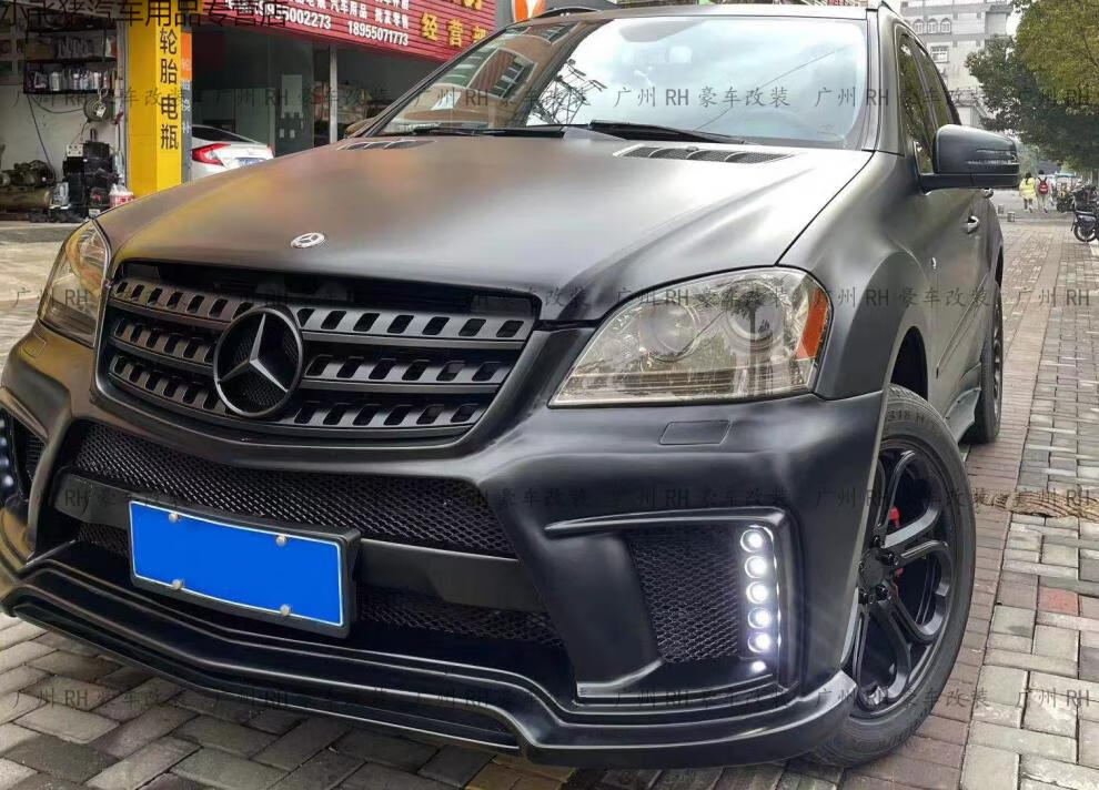 适用于奔驰w164ml300ml350ml400ml500改装款大包围前杠 前杠 led灯