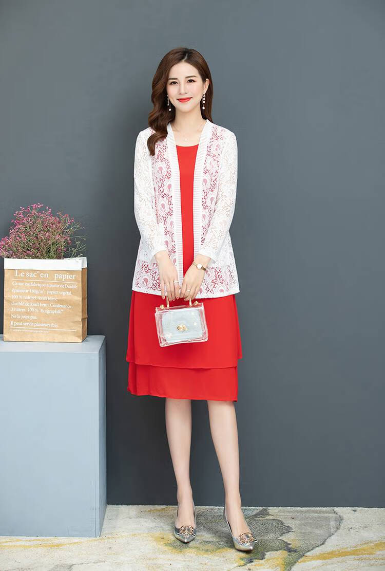 新品香港雁皇夏季搭配旗袍外搭蕾丝小开衫外披防嗮衣女大码中长款雷丝