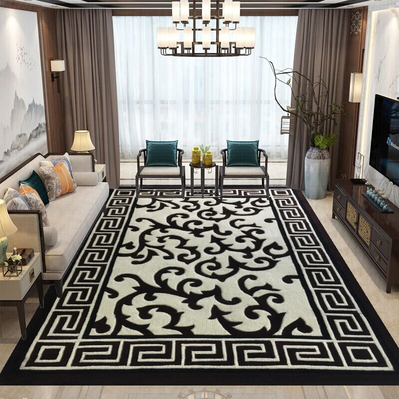 中国风客厅地毯羊毛纯手工新中式红色喜庆羊毛地毯卧室书房茶座茶几毯