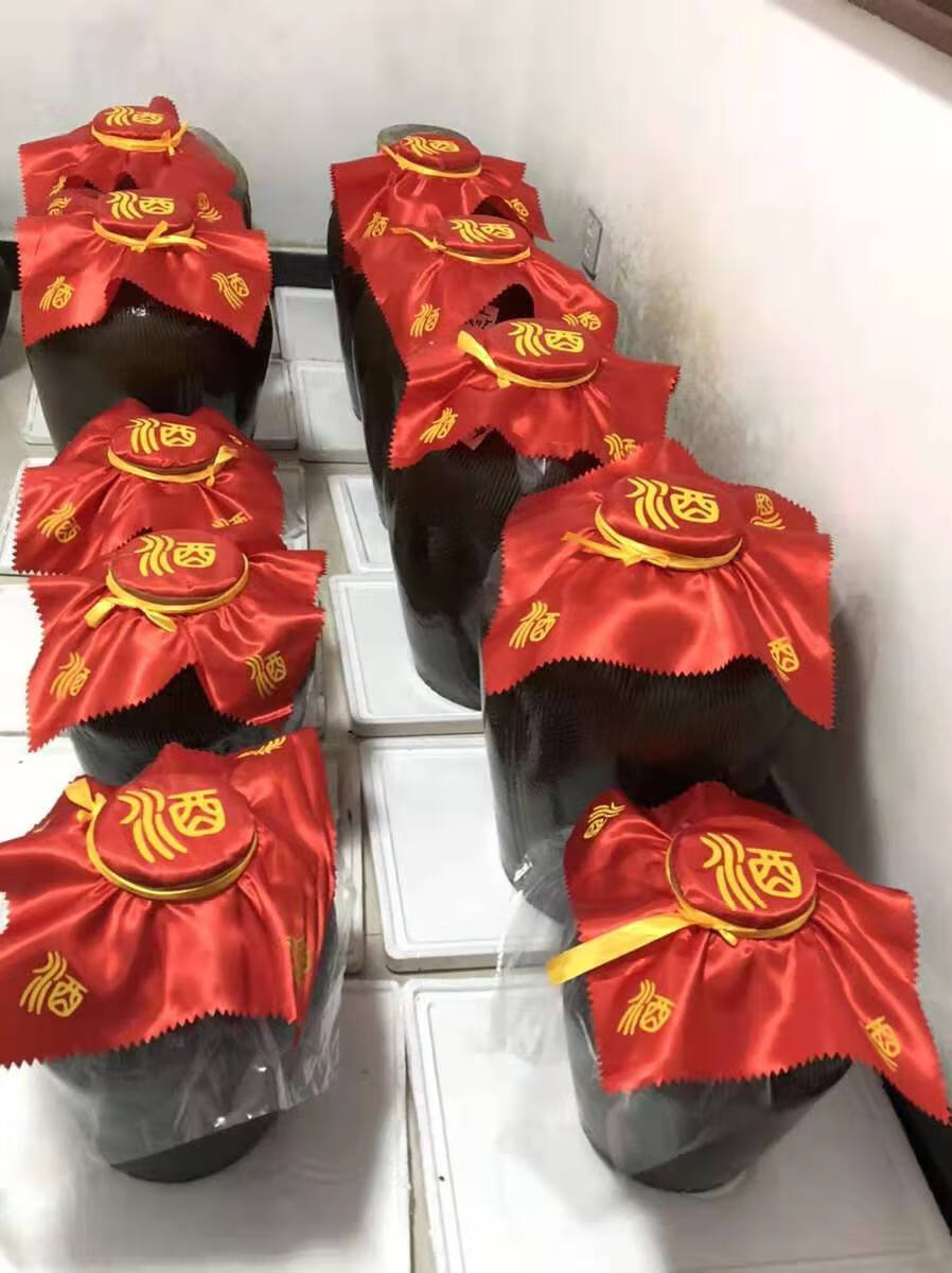 酒坛盖坛布定制酒缸封布 100cm厚红布 黄丝带50厘米皮筋(1件装)【图片